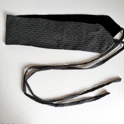 Obi belt in japanese cotton -Waves black