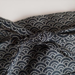 Obi belt in japanese cotton -Waves black