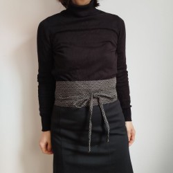 Cintura obi in cotone giapponese -Onda nera