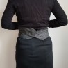 Obi belt in japanese cotton -Waves black