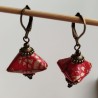 Earrings origami Pyramid Red