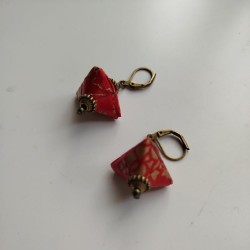 Earrings origami Pyramid Red