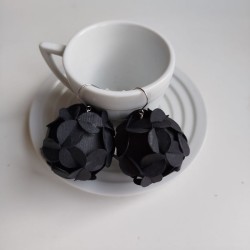 Paper Earrings-flower ball black L