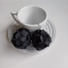 Paper Earrings-flower ball black L