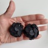 Paper Earrings-flower ball black L