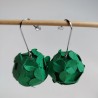 Paper Earrings-flower ball Green S