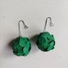 Paper Earrings-flower ball Green S