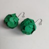 Paper Earrings-flower ball Green S