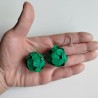 Paper Earrings-flower ball Green S