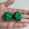 Paper Earrings-flower ball Green S
