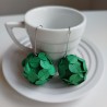 Paper Earrings-flower ball Green S