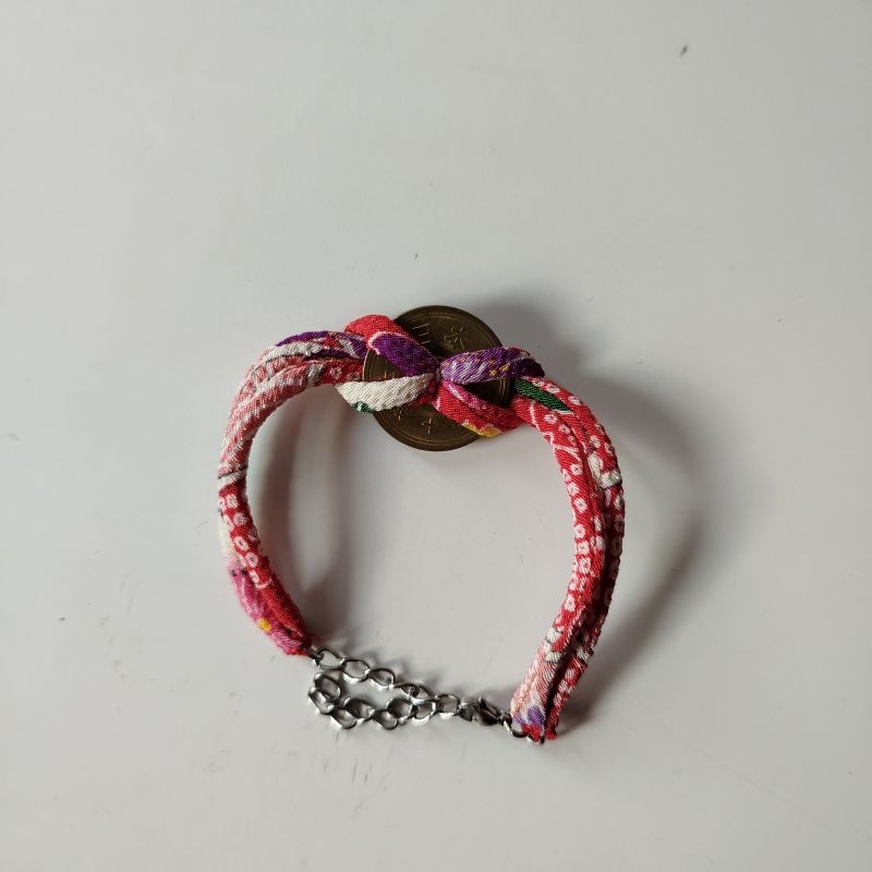 Chirimen cord bracelet with 5yen
