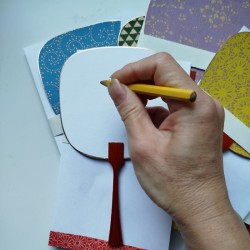 Paperfan card Cherry blossoms