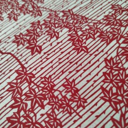 Katazome Washi Willow and Maple red