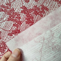 Katazome Washi Willow and Maple red