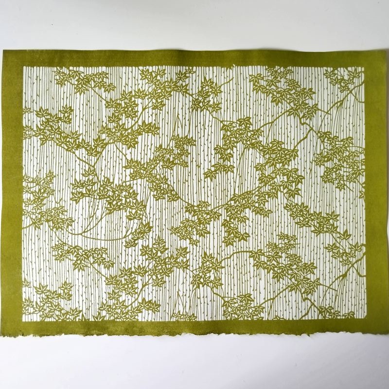 Washi Katazome Salice e acero Verde