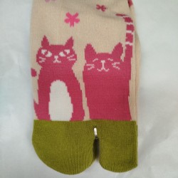 Tabi socks 35-37 Pink cats