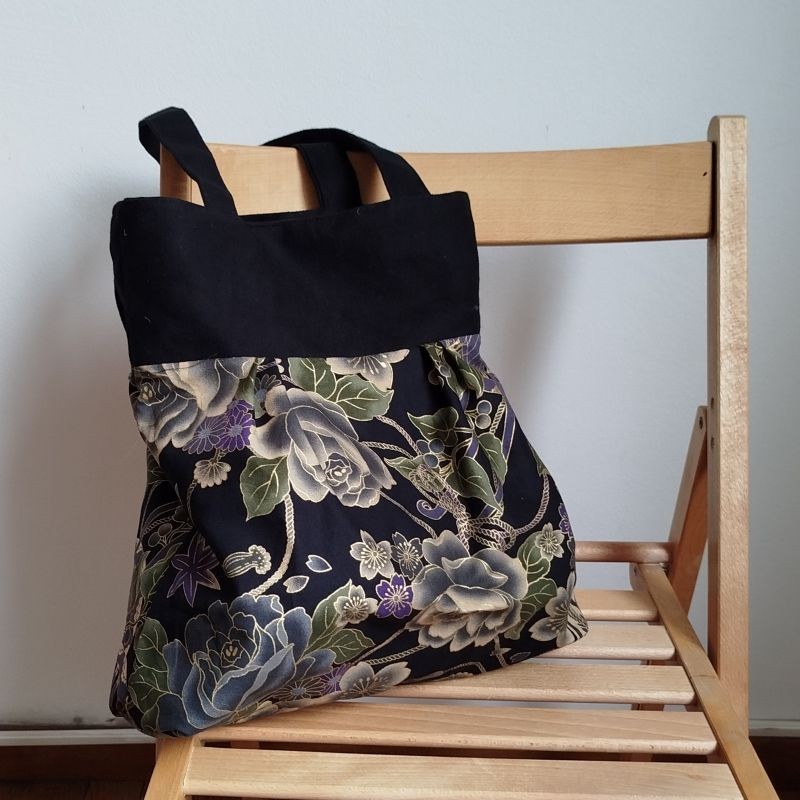 Sholder bag in Japanese cotton-black