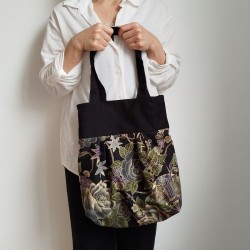 Sholder bag in Japanese cotton-black