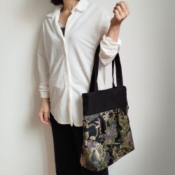 Sholder bag in Japanese cotton-black