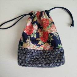 Kinchaku sack Blue silver