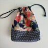 Kinchaku sack Blue silver