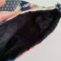 Kinchaku sack Blue silver