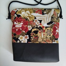 Mini shoulder bag - Crane gold&bordeaux