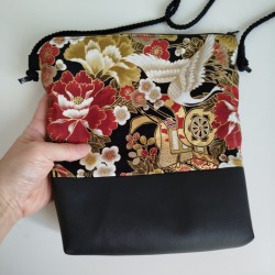 Mini shoulder bag - Crane gold&bordeaux