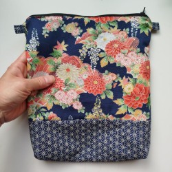 Japanese cotton pouch -Navy blue