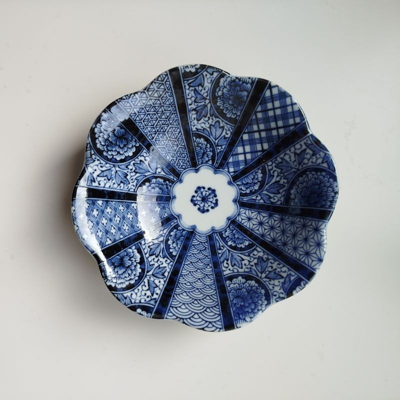 Shallow bowl Indigo flower